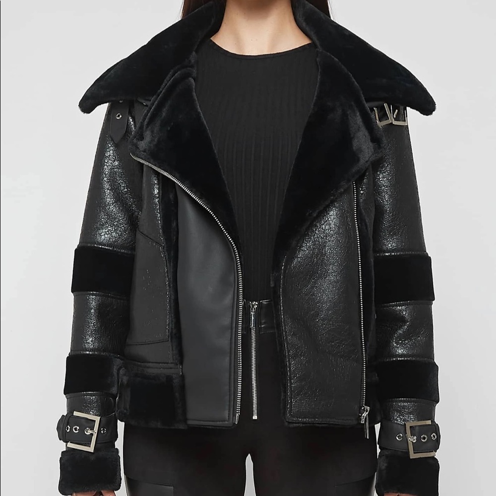 Manire De Voir black leather jacket. New with tags. US size 2